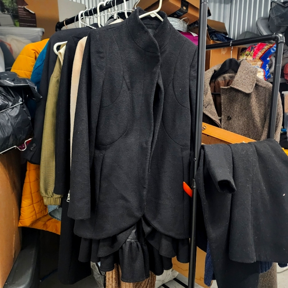 Black wool dress coat